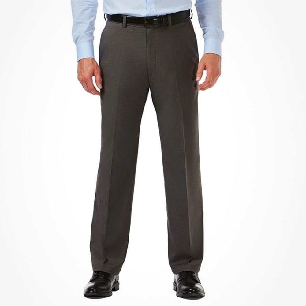 Haggar Men's Classic Fit Stretch Charcoal Grey Dress Pants 50Wx29L - NWT